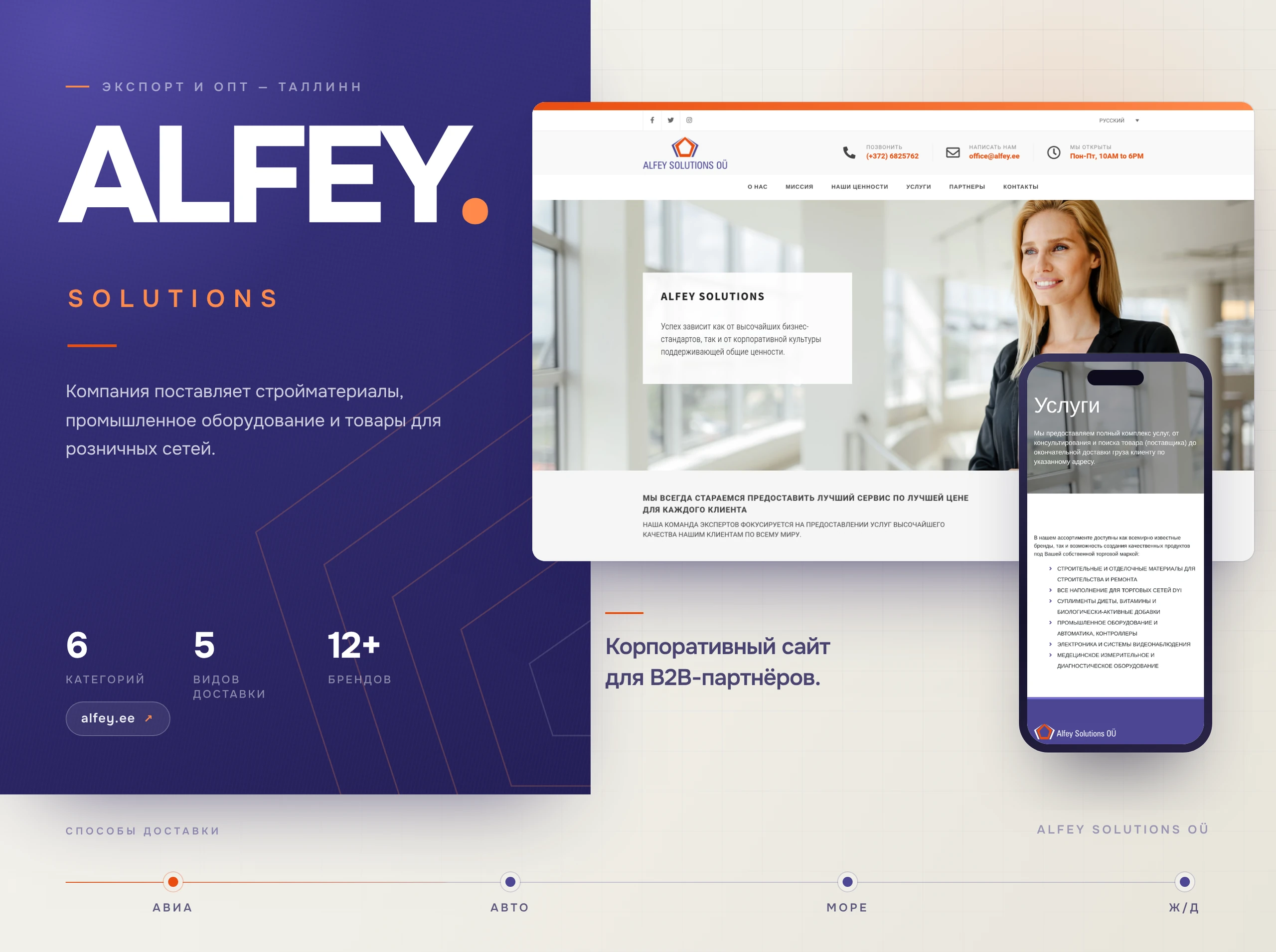 Alfey Solutions — Сайт экспортно-оптовой компании