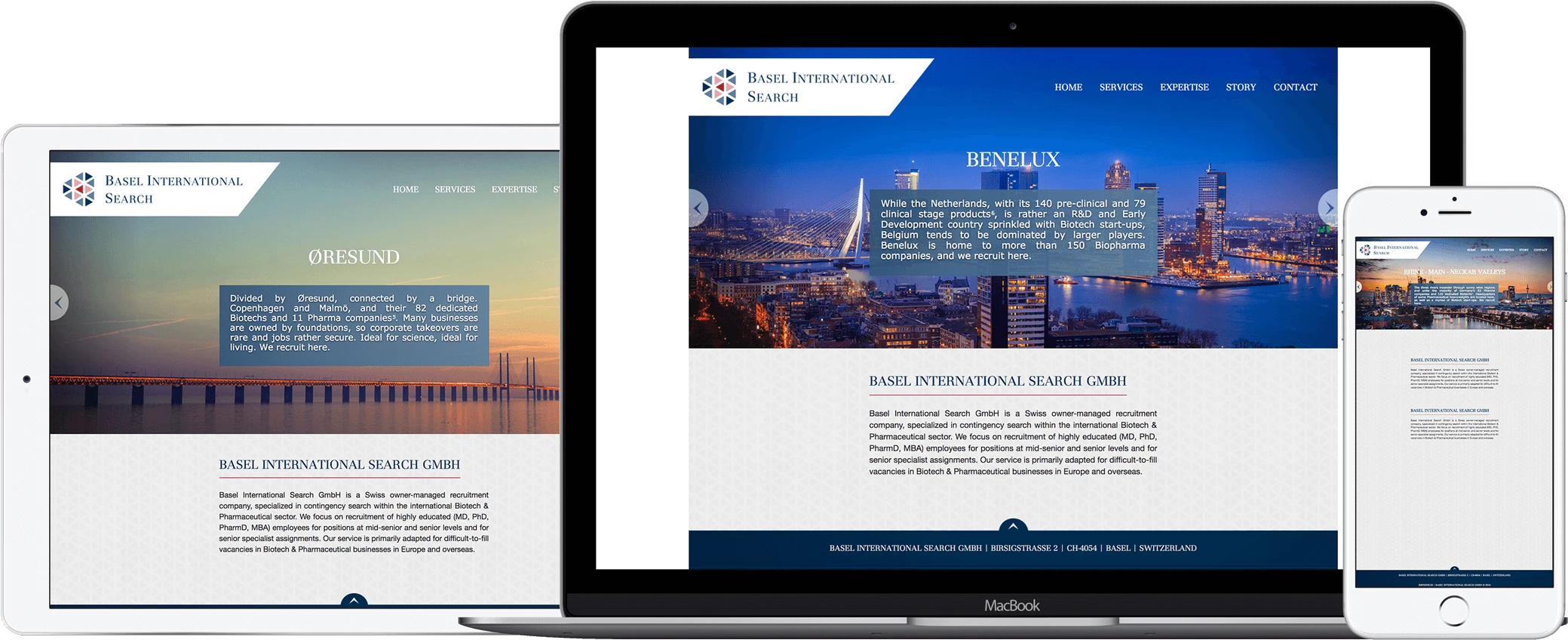 Basel International Search website design — Swiss international recruitment firm