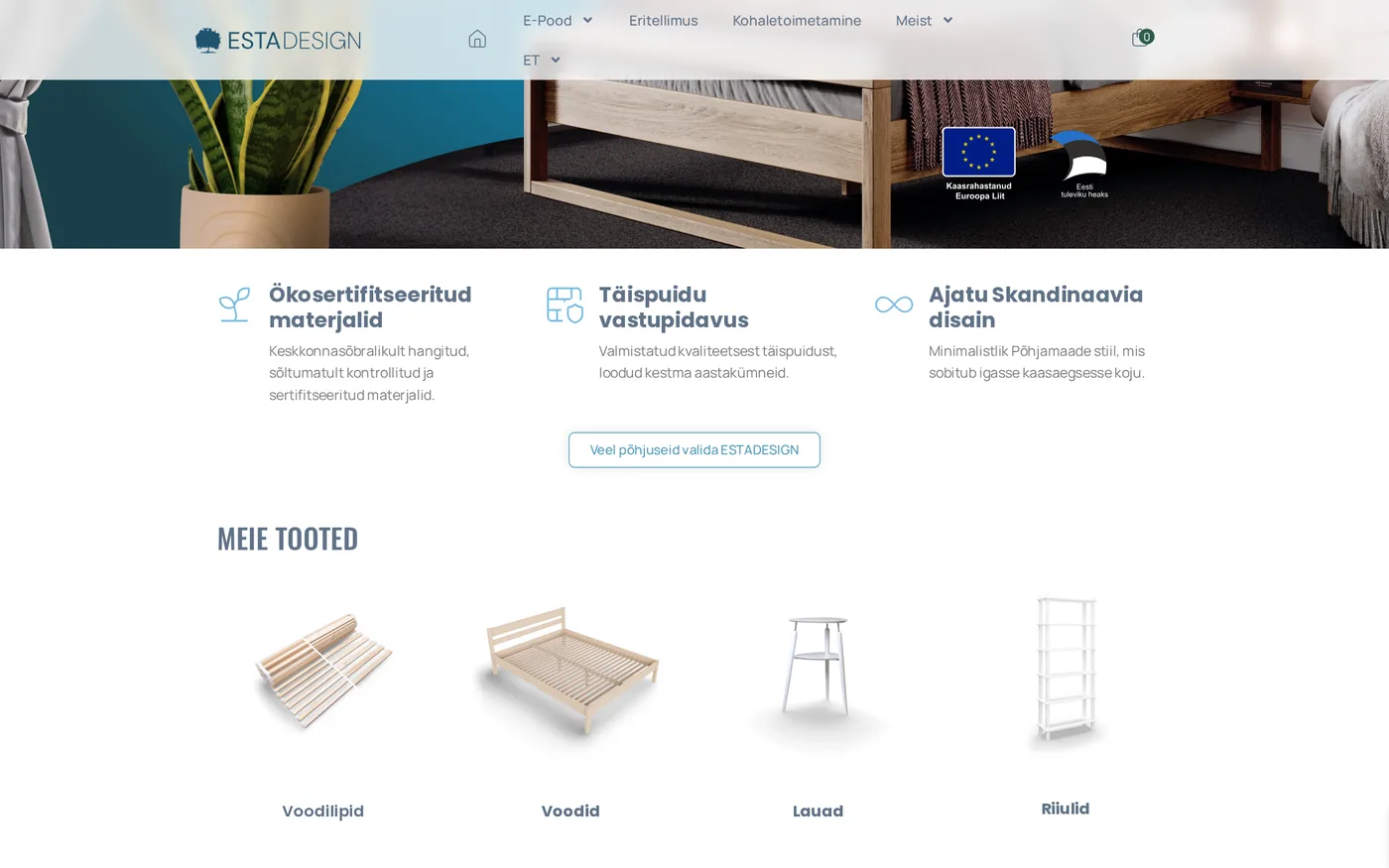 Product categories — beds, slats, tables, shelves