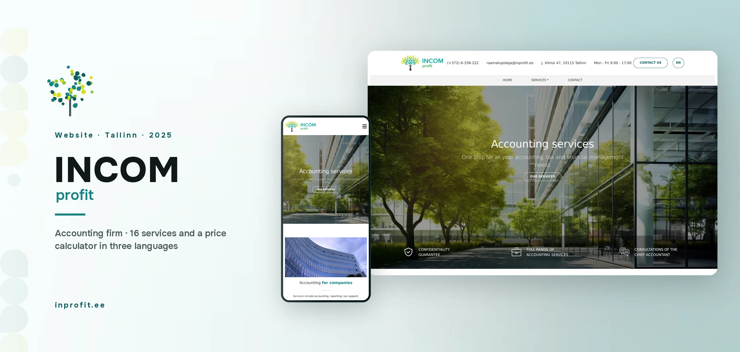 InCom Profit — Accounting firm website with a price calculator