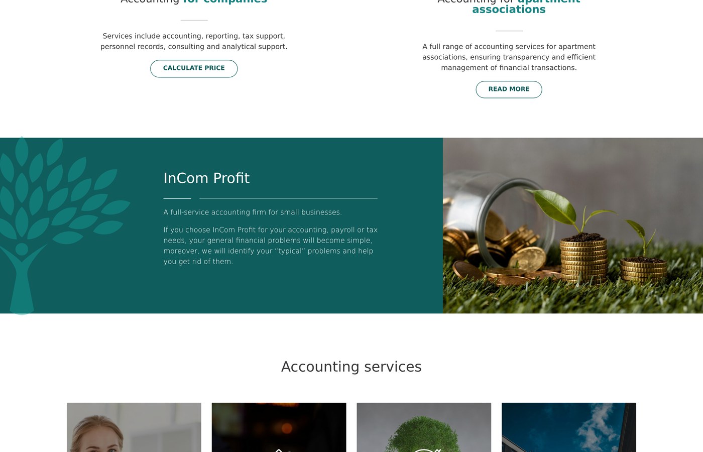 The brand block — the firm introduced in its own colours