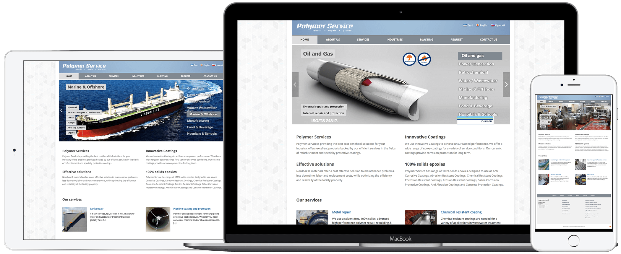 Polymer Service website homepage — surface repair and protective coatings