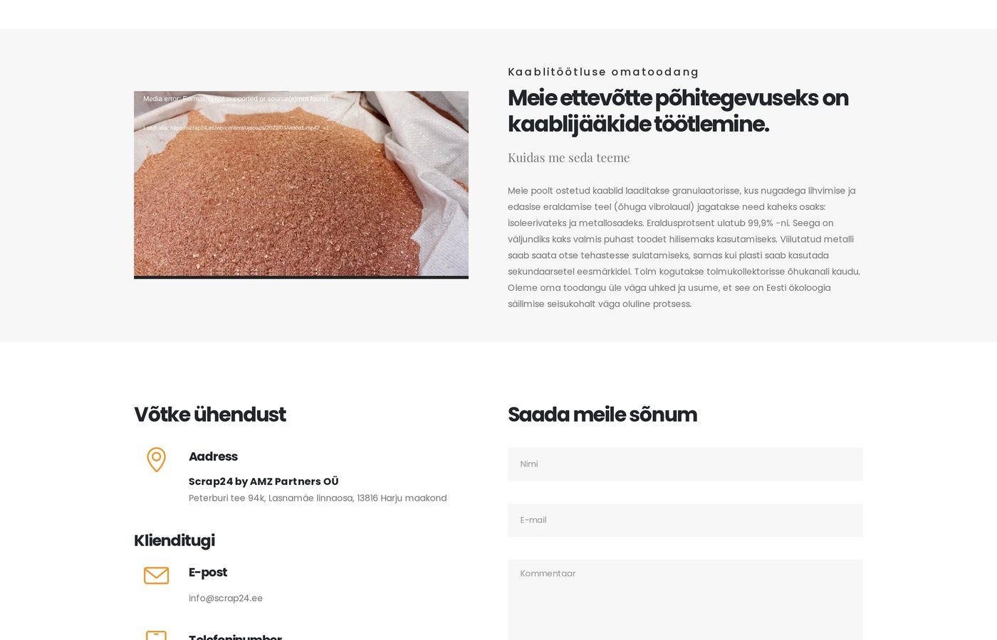 Oma tootmine: kaablijäätmed granulaatoris, eraldus kuni 99,9%