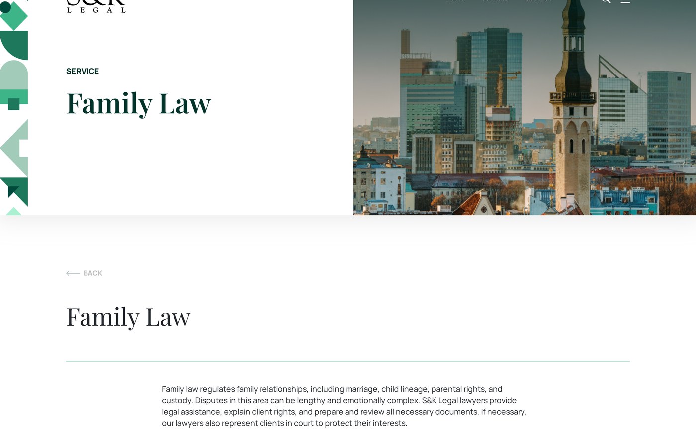 A service page: content, price and an instant enquiry
