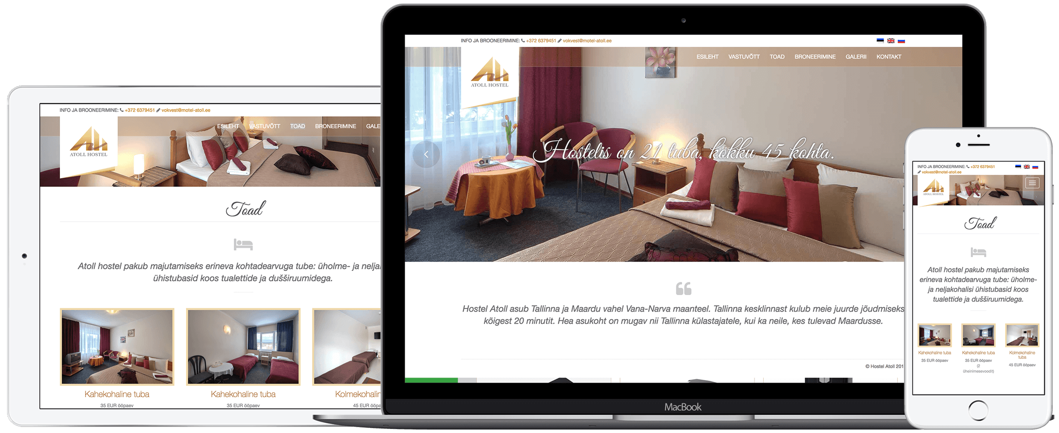 iWebi kujundatud veebisait Atollile, premium hotell