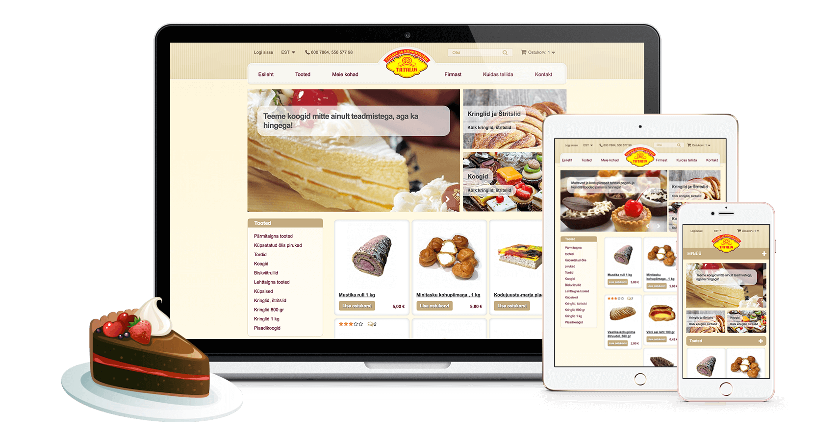iWeb design for Tatalus, an artisan bakery