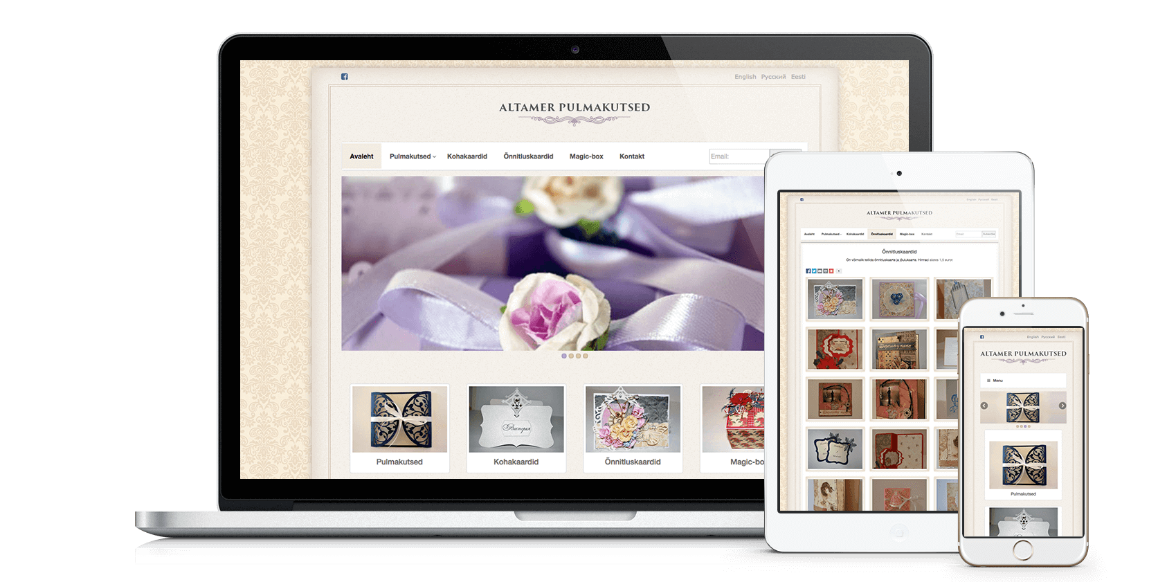 Web design by iWeb for Altamer Pulmakutse, specialists in bespoke wedding invitations