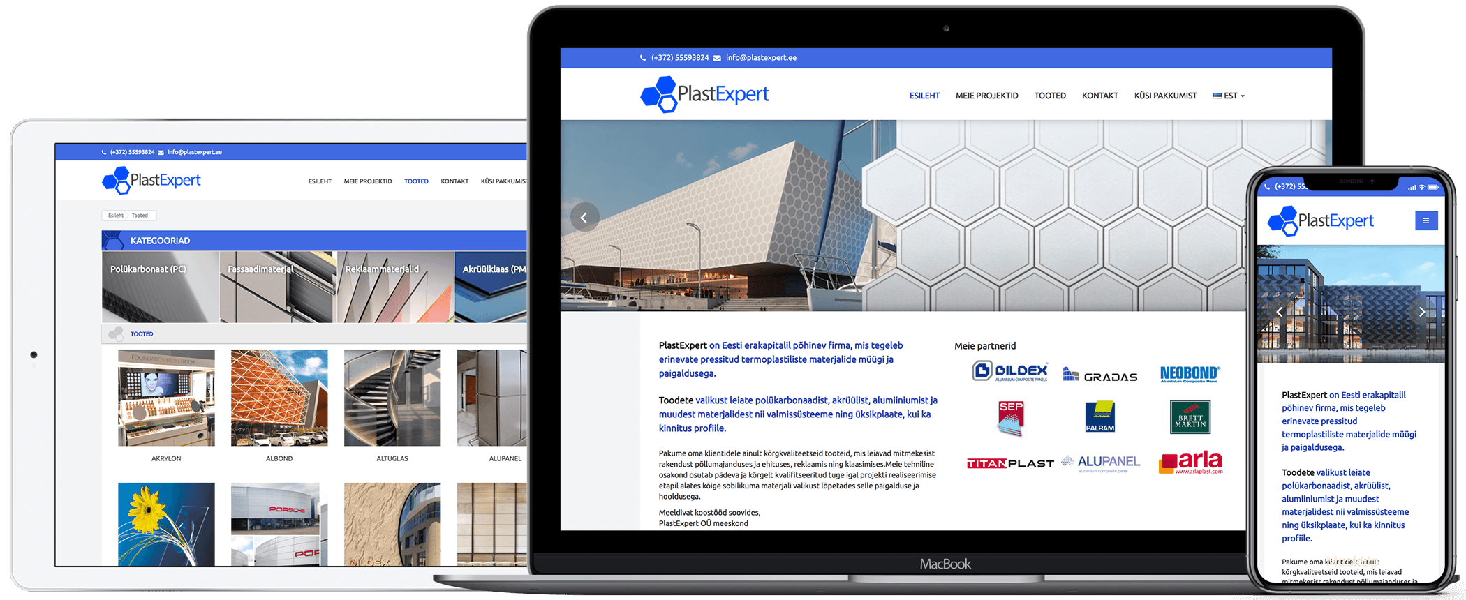 Screenshot of the PlastExpert website developed by iWeb: Home page