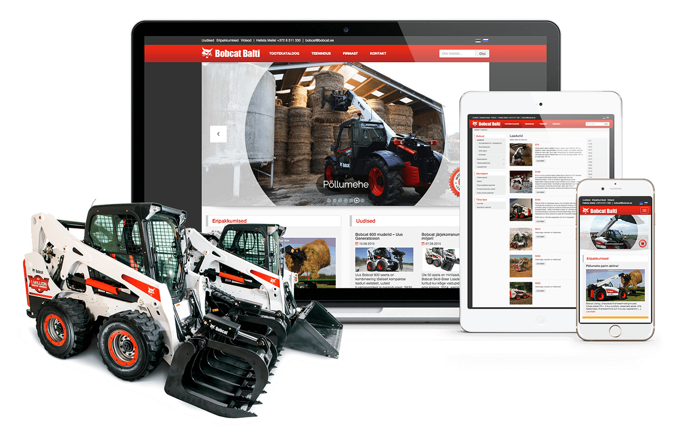 Interface of the Bobcat Balti website, created by iWeb, for the sale of construction machinery