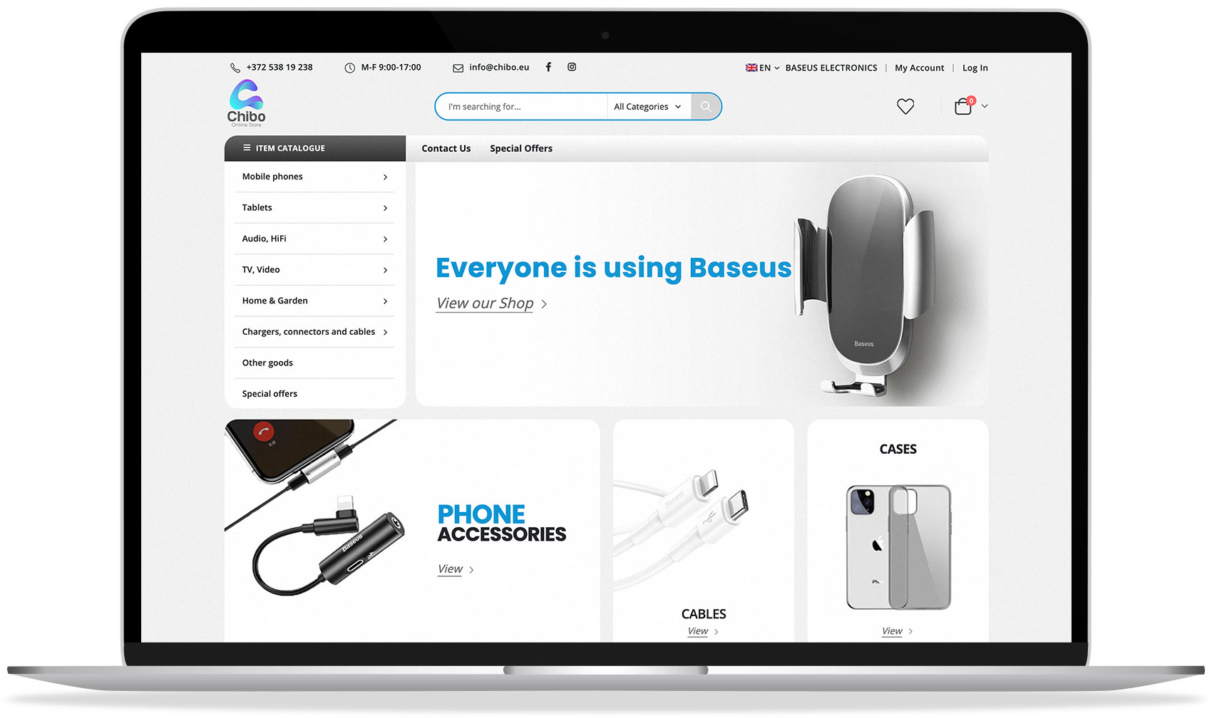 Chibo web store user interface, created by iWeb Studio
