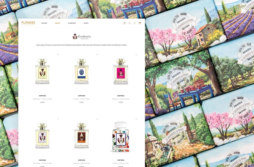 Interface of Flâneri's eco-friendly webshop by iWeb